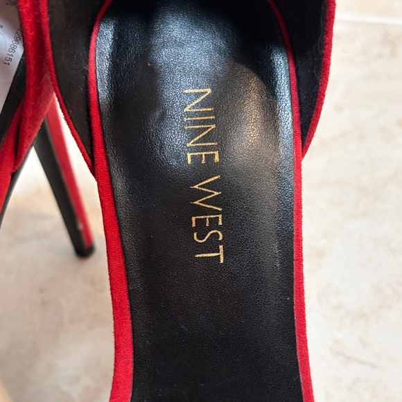 Nine West Red Heels with Gold Accents - Picture 2 of 3